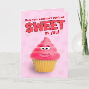 Happy Valentine's Day Cute Pink Cupcake Humour Holiday Card