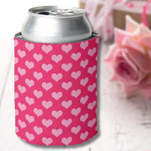 Happy Valentine's Day Cute Pink Hearts Pattern Can Cooler