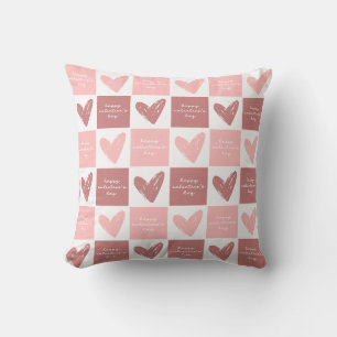 Happy Valentine's Day Cute Pink Hearts Pattern Cushion