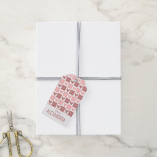 Happy Valentine's Day Cute Pink Hearts Pattern Gift Tags