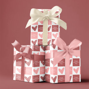 Happy Valentine's Day Cute Pink Hearts Pattern Wrapping Paper Sheet