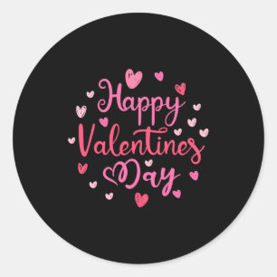 Happy Valentines Day Cute Pink Hearts T Shirt  Classic Round Sticker