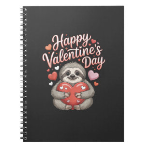 Happy Valentines Day Cute Sloth with Heart T-Shirt Notebook