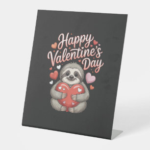 Happy Valentines Day Cute Sloth with Heart T-Shirt Pedestal Sign