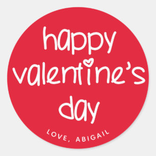 Happy Valentine's Day - Cute Typography Classic Round Sticker