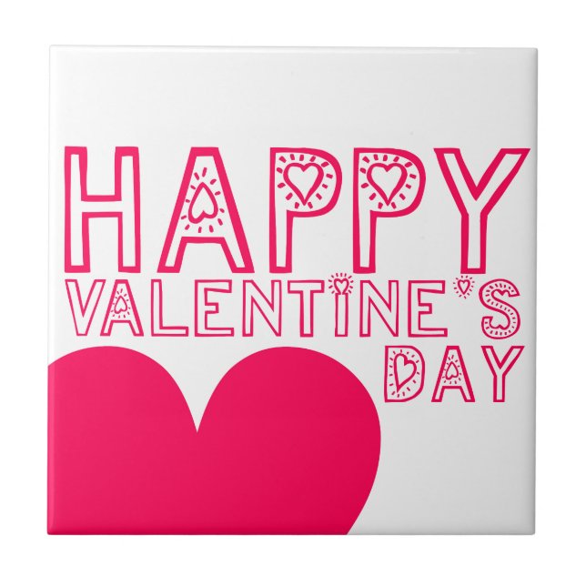 Happy Valentine's day Cute typography Tile (Front)