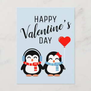 Happy Valentine's Day Cutie Pie Penguins Postcard