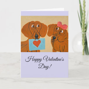 Happy Valentine's Day Dachshund Doggie Card