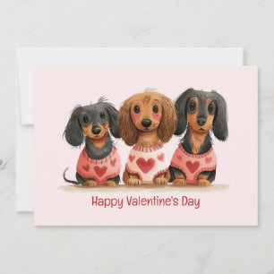 Happy Valentines Day Dachshund Dogs Holiday Card