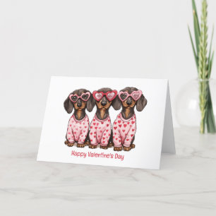 Happy Valentines Day Dachshund Dogs Holiday Card