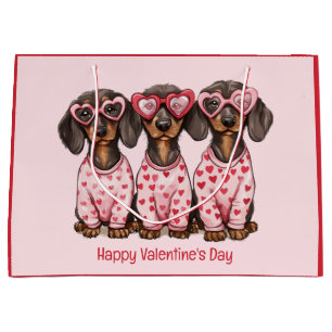 Happy Valentines Day Dachshund Dogs Large Gift Bag
