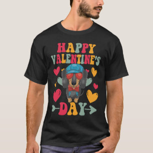 Happy Valentines Day Dachshund Heart Love Groovy T-Shirt