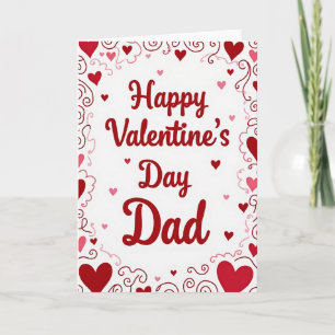 Happy Valentines Day Dad Red Hearts Card