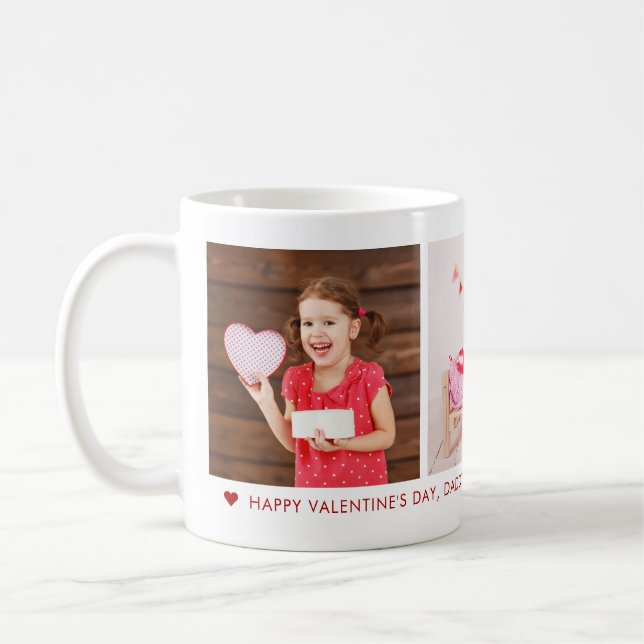 Happy Valentine's Day Daddy 3 Photo Custom Coffee Mug (Left)
