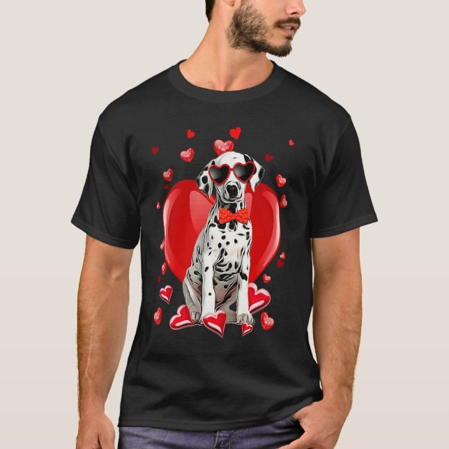 Happy Valentines Day Dalmatian   Dog  V Day T-Shirt (Front)