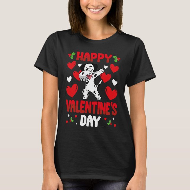 Happy Valentines Day dalmatian Heart Love Animal T-Shirt (Front)