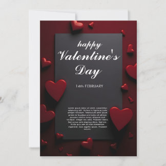 Happy Valentine's Day dark red theme with hearts Holiday Card