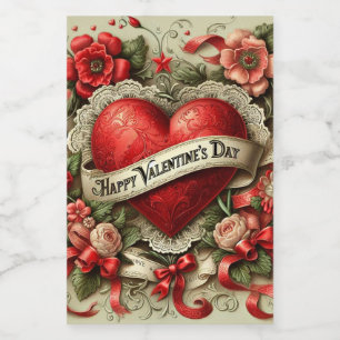 Happy Valentine's Day decorative illustration Wine Label