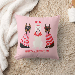 Happy Valentines Day Dobermann Dogs Cushion