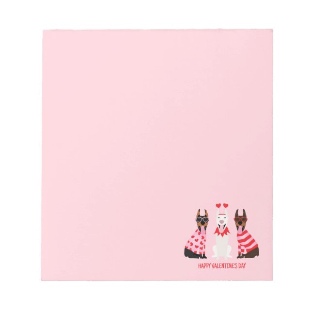 Happy Valentines Day Dobermann Dogs Notepad (Front)