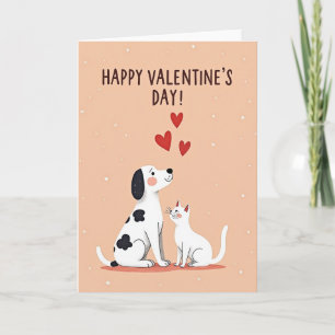 Happy Valentines Day Dog Cat Card