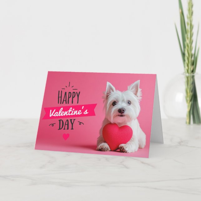 Happy Valentine's day dog Folded Holiday Card (Front)