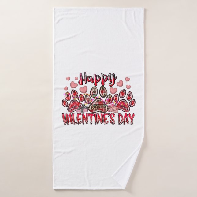 Happy Valentines Day Dog Pet Bath Towel (Bath Towel)