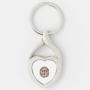 Happy Valentines Day Dog Red Heart Floral Frame_1 Key Ring