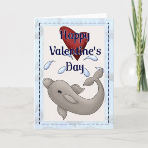 Happy Valentine's Day Dolphin Greeting Card d1
