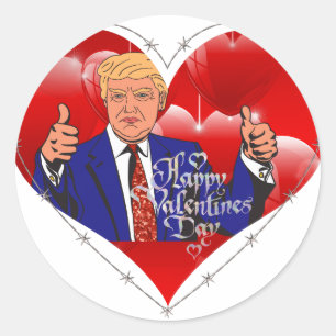 happy valentines day donald trump classic round sticker