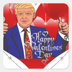happy valentines day donald trump square sticker