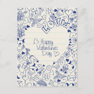Happy Valentine's Day doodles! Holiday Postcard