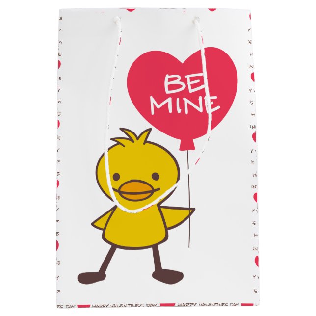 Happy Valentine's Day Duckling BE MINE Medium Gift Bag (Front)