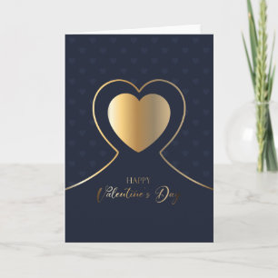 Happy Valentine's Day Elegant Blue & Gold Card