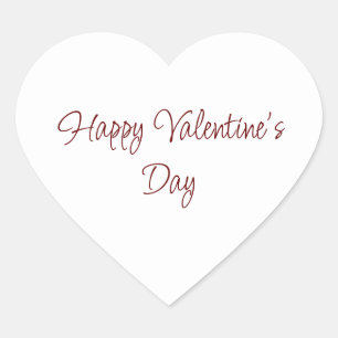 Happy Valentine's Day Elegant Red Script  Heart Sticker