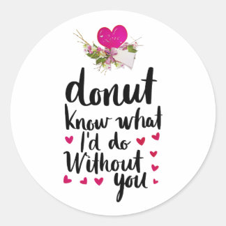 Happy Valentine's Day Elegant Script Hearts Text  Classic Round Sticker