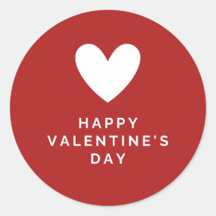 Happy Valentine's Day Elegant Script Pink Hearts Classic Round Sticker
