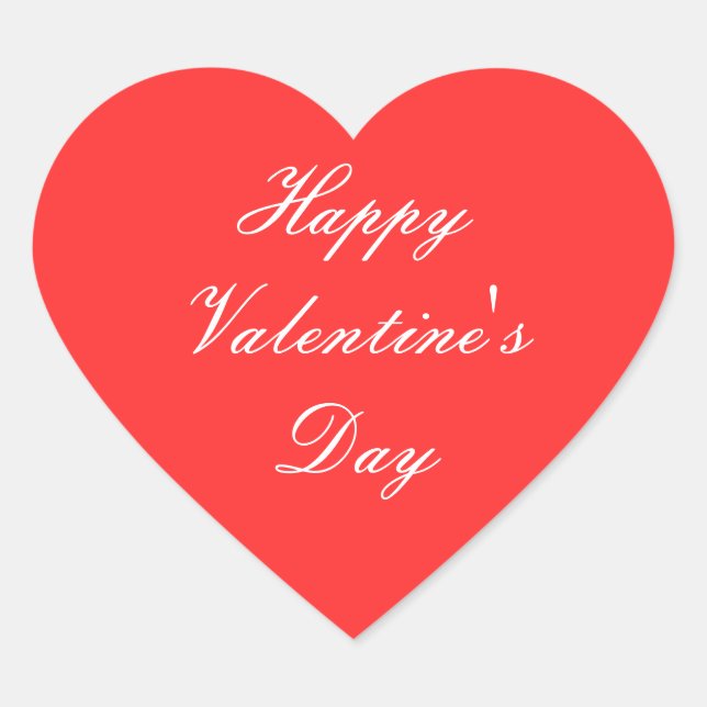 Happy Valentine's Day Elegant Script Typography Heart Sticker (Front)