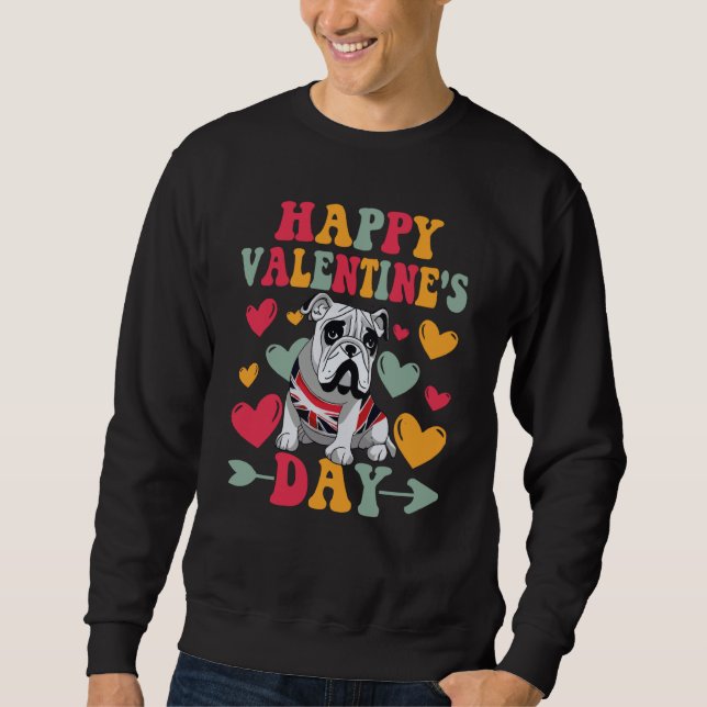 Happy Valentines Day English Bulldog Heart Love Gr Sweatshirt (Front)