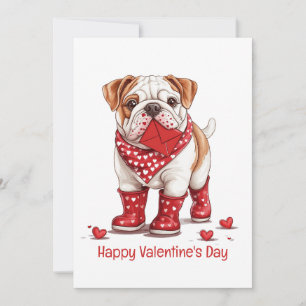 Happy Valentines Day English Bulldog Holiday Card