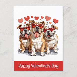 Happy Valentines Day English Bulldog Postcard