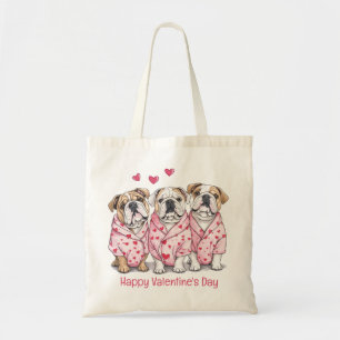 Happy Valentines Day English Bulldog Tote Bag