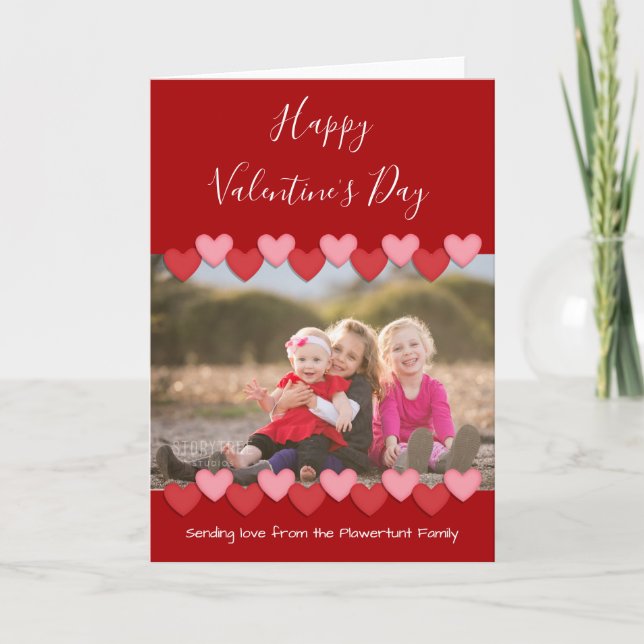 Happy Valentines Day Family Photo Holiday Card (Front)