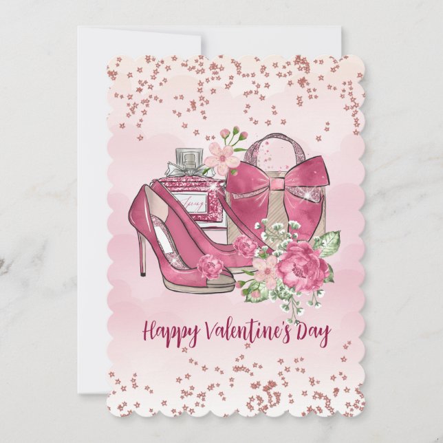 Happy Valentine's Day Feminine Designs Holiday Card (Front)