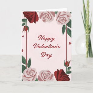 Happy Valentine's Day Floral Rose Heart Card