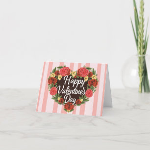 Happy Valentine's Day Floral Rose's Heart Card