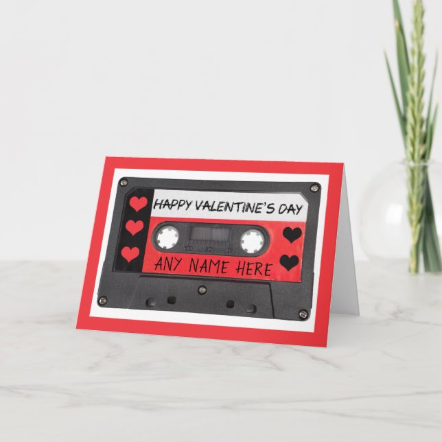 Happy Valentine's Day For Anyone Mix Tape Humour Holiday Card (Front)