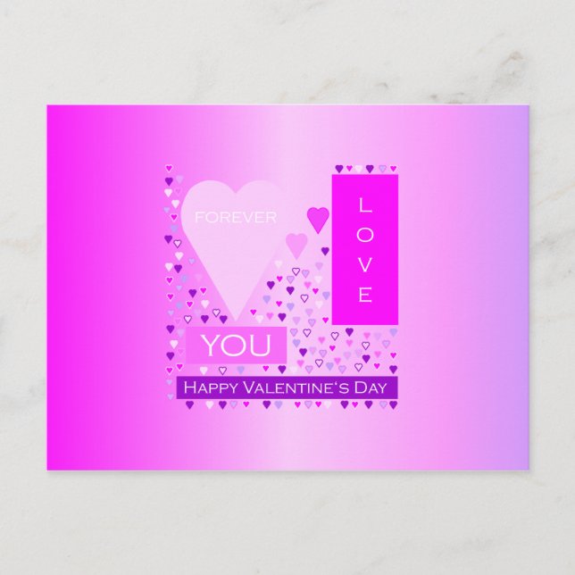 Happy Valentine's Day Forever Love Hearts Pink Holiday Postcard (Front)