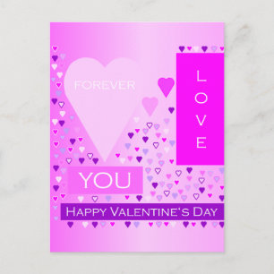 Happy Valentine's Day Forever Love Hearts Pink Holiday Postcard