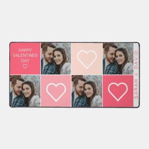 Happy Valentines Day Four Photo Collage  Desk Mat